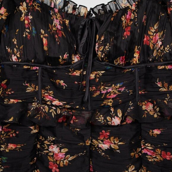 Asos Design black floral ruched sheath mini dress-14 - Picture 2 of 5